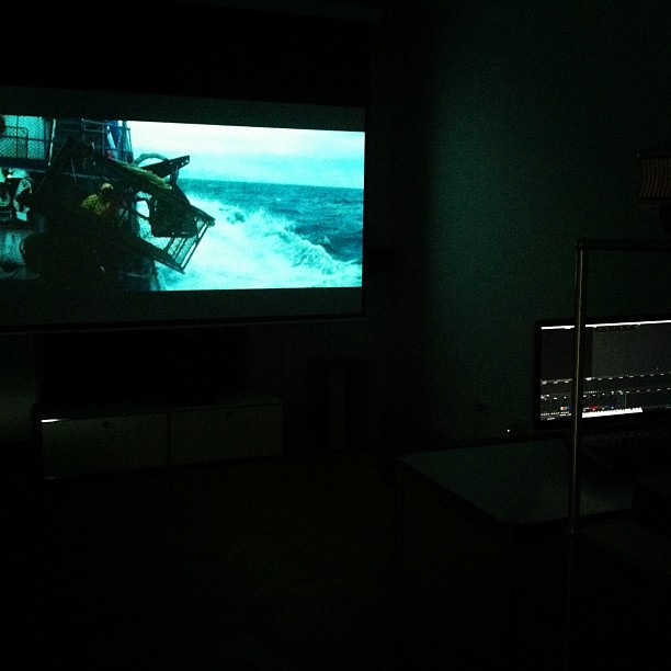 Our new editing cave with a 7.1 THX sound system, Sony SXRD projector and an Euphonix MC Color control surface.